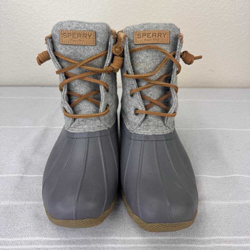 Sperry Top-Sider Saltwater Wool Embossed Waterproof Duck Boots STS82475 Gray 7.5 - Picture 8 of 15